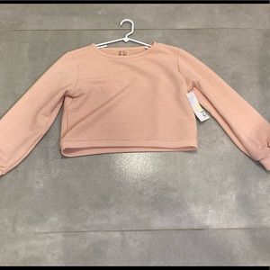 Zella long sleeve, cropped, pink, with cutout back